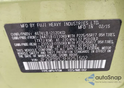 2015 Subaru Xv Crosstrek Hybrid Touring from USA, damaged, VIN JF2GPBPC3FH251502